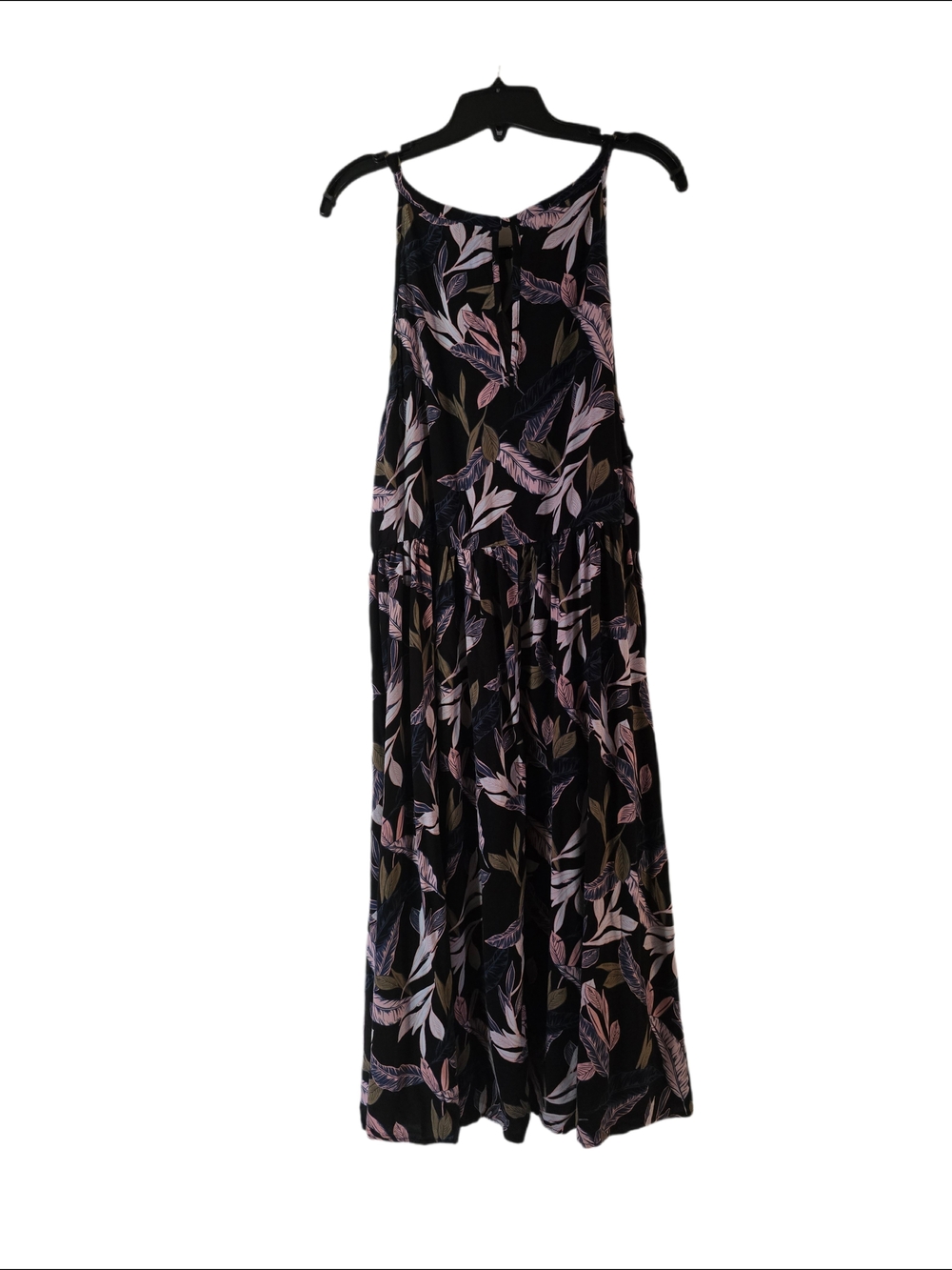 torrid Black High-Low Dress Summer Dress with Pink & Olive Leaf Print - Picture 2 of 7
